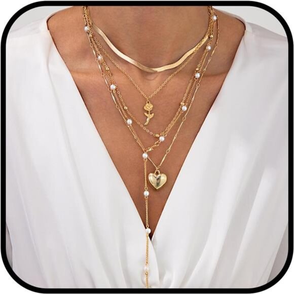 Stunning Layered Beach Necklace Set | Boho Seashell & Pearl Chains - Picture 2 of 5